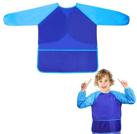 BETESSIN Malkittel Kinder 6-10 Jahre - Wasserdicht Malschürze für Kinder Körpergröße 110-130cm - Malkittel Schule 1. Klasse - Schulanfang & Einschulung Geschenk Junge & Mädchen