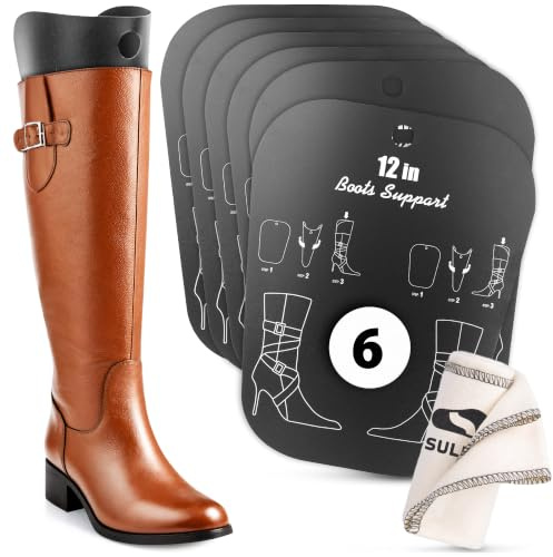 SULPO Stiefelspanner für hohe Stiefel und Reitstiefel, Stiefelformer aus Kunststoff, Stiefelhalter für Damen und Herren, hält den Schaft aufrecht, 12 Zoll, 6 Stück (3 Paar)