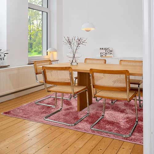 Astra Hochwertiger Teppich Wohnzimmer, Schlafzimmer - Kuscheliger Kurzflorteppich weich - Einfarbiges Flachgewebe für Innen - Teppich Altrosa, 160 x 230 cm