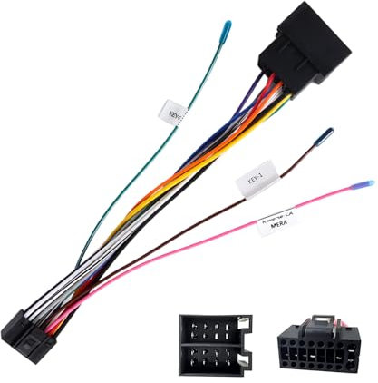 CAMECHO ISO Autoradio Car Adapter Kabel, 16-Pin DIN Stecker, Universal Anschluss für Power und Lautsprecher