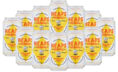 Heaps Normal Half Day Hazy Low Alcohol Hazy Pale Ale 375ml Cans - 0.5% ABV (12 Pack) Premium Non-Alcoholic Craft Beer Selection (0.5% ABV)
