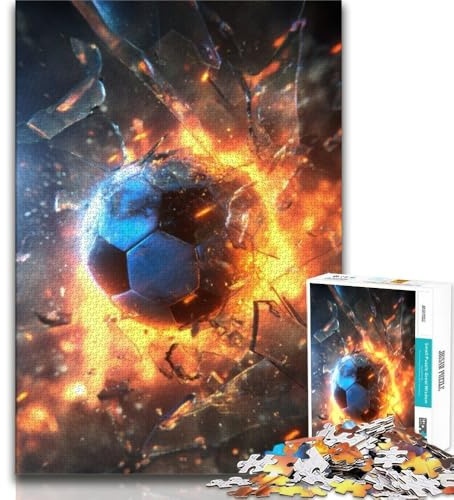 1000 Piece Jigsaw Puzzle for Adults Teens Flame Football 1000 Piece Puzzle,Quiz Game Wall Decoration Unique Birthday And Xmas Gifts 38x26cm