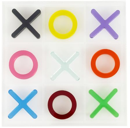 VESTA Brettspiel Tris Mini – Acrylkristall – 13 x 13 cm – mehrfarbige Steine – Geschenkidee – Made in Italy