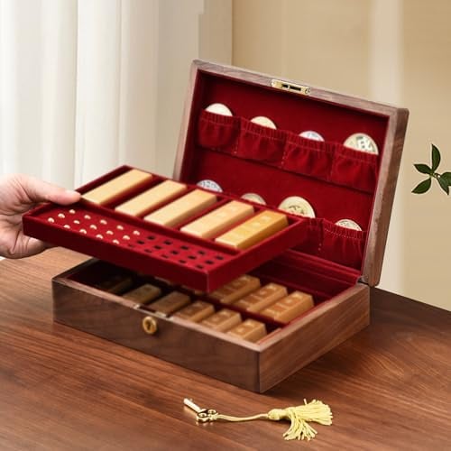 RKXKJ Aufbewahrungsbox Für Goldbarren, Münzvitrine Aus Holz Mit Samttrennwand Und Fächern Für 10g/50g/100g Goldbarren Und 5cm Gedenkmünzen – Ideal Für Sammler Und Sammlerstücke.