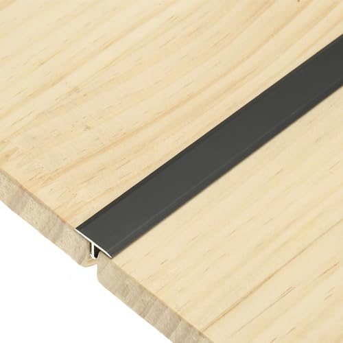 QUARKZMAN 3Pcs Profils De Transition En T, 0.9m x 15mm (L x L) Profil Plat En Alliage D'Aluminium Pour Sol En Vinyle Bordure Pour Interstices De Sol Portes, Noir Mat