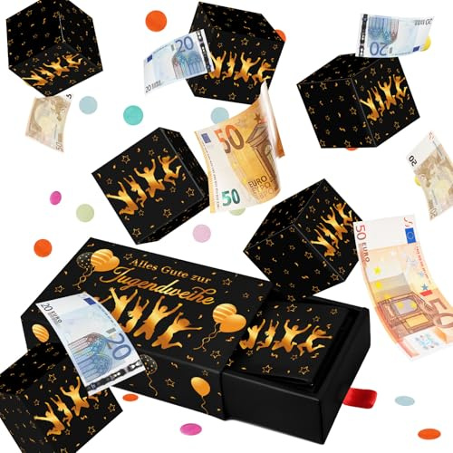 Giftota Jugendweihe Geschenke Mädchen Junge - DIY Jugendweihe Geldgeschenke Explosionsbox - Pop Up Überraschungsbox mit Konfetti, Kreative Geldgeschenk Verpackung