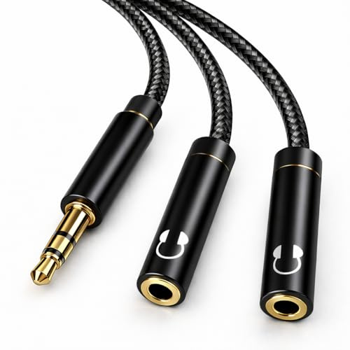CDQZAIKEJI 2PCS Splitter Audio Jack 3.5mm, Splitter Audio Double Jack, Doubleur Mâle vers Deux Prises Femelles, Cordon Stéréo Compatible Casque, Smartphone, PC, Tablette, Console et Haut-Parleur