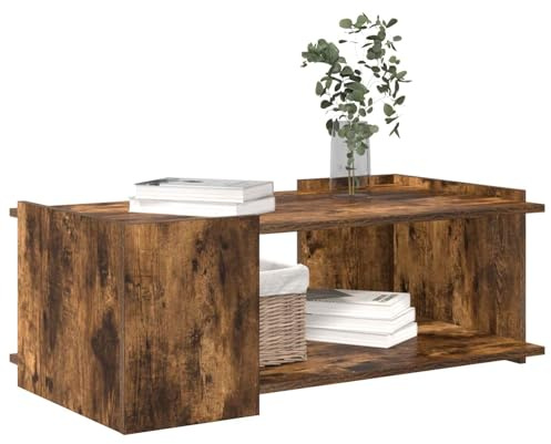 vidaXL Couchtisch Geräucherte Eiche 90 x 50 x 33 cm Holzwerkstoff, Stylischer Couchtisch, modernes Wohnzimmer-Design, flexibel, pflegeleicht, viel Stauraum