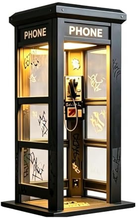 Retro Nachtlicht für Erwachsene, Mini Telefonzelle Nachttischlampe Tischlampe, Telefonzellen Night Light Warmweiß, Nachtlicht für Schlafzimmer, Wohnzimmer, Bar, Lustiges Geburtstagsgeschenk