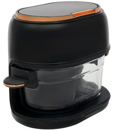 Freidora de Aire 4L 1350W, Cocina Sin Aceite con Pantalla LED y Menús | Tecnología de aire caliente, 140-374°F, 0-120min, temporizador 24H, función memoria, cesta de vidrio, 8 menús preprogramados