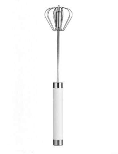 ComfyHarbor Manual Egg Beater Stainless Steel Hand Mixer, With Push Down Mechanism And Ergonomic TPR Handle, For Whisking Eggs Baking Cooking Kitchen Tool Silver 36Cm