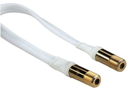 Hama Fensterdurchführung (F-Kupplung auf F-Kupplung, Länge 30 cm, vergoldete Kontakte, Flachbandkabel) weiß