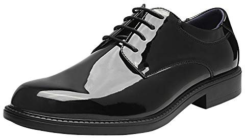 Bruno Marc Scarpe Uomo Eleganti Basse Vintage PU Stringate Derby Scarpe Oxford Nero/Pat DOWNING-02 Taglia 40EU/7.5US