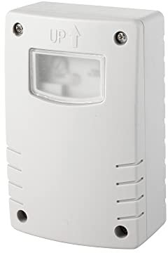 Garza - Detector Crepuscular Regulable para exterior, Protección IP44, Tiempo y luminosidad programables, Blanco