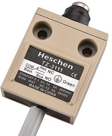 Heschen Commutateur de fin de course pré-câblé compact TZ-3111 avec piston étanche SPDT NO + NC momentané AC 250 V 5 A IP67 étanche