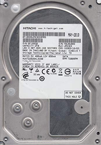 HUA722020ALA330, PN 0F10939, MLC JPK3EE, Hitachi 2TB SATA 3.5 Hard Drive (ricondizionato certificato)