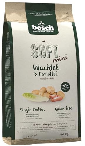 bosch HPC SOFT Mini Wachtel & Kartoffel | halbfeuchtes Hundefutter für ausgewachsene Hunde kleiner Rassen | Single Protein | grain-free | 1 x 2.5 kg