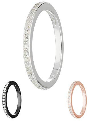 Treuheld® | Schmaler Ring aus 925 Sterling Silver | in Silber mit Zirkonia - Kristallen | Ringgröße 55 | Breite 2mm | Damen | Vorsteckring