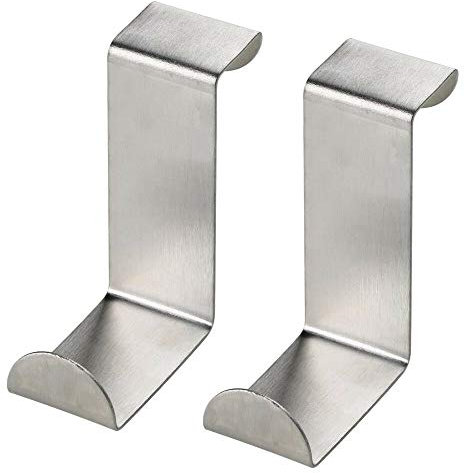 Confezione da 2 ganci per porta in acciaio inox, per armadio e cassetti, per ufficio e cucina
