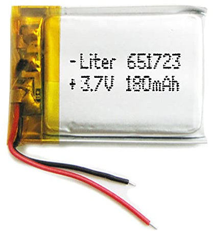 Akku 651723 LiPo 3.7V 180mAh 0.666Wh 1S 5C Liter Energy Battery Lithium Polymer Batterien Schutzplatine für Elektronik Wiederaufladbar - Nicht geeignet für Funksteuerung 25x17x7mm (180mAh|651723)