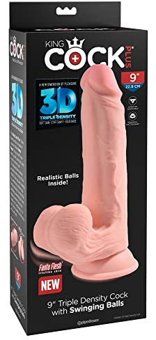 King Cock 9 Triple Density Cock With Swinging Balls, Light, 9 Zoll