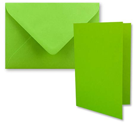 25x DIN B6 Faltkarten Set mit Umschlägen in Hellgrün (Grün) - 120 x 170 mm - ideal für Einladungskarten, Hochzeit, Taufe, Kommunion, Konfirmation - Marke: FarbenFroh