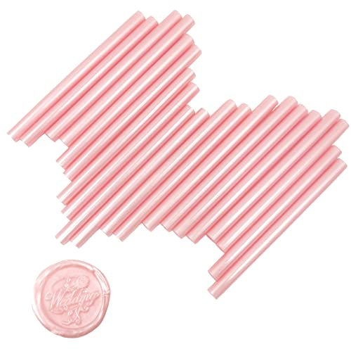 VARACL Hot Melt Glue Sealing Sticks for Letter Seal Stamp - Great for Wedding Invitations, Cards Envelopes, Snail Mails, Postcards, Greeting Cards, Gift Ideas, 7 x 100 mm, 20PCS (PINK)
