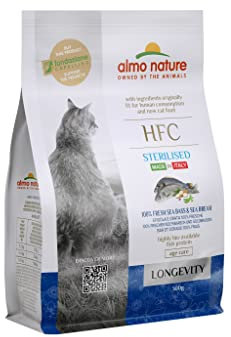 Almo Nature HFC Longevity Sterilized-Trockennahrung für Katzen mit frischem Wolfsbarsch und Goldbrassen ursprünglich Lebensmittelqualität und werden jetzt für Katzennahrung verwendet, 300 g (1er pack)