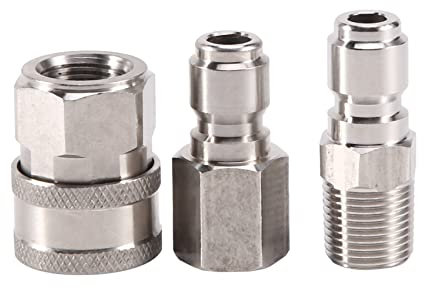 NPT 3/8 Inch Male and Female Quick Connector Kit Pressure Washer Set and 1 Pieces NPT 3/8 Inch Pressure Washers Quick Connector Plug Male Nipple