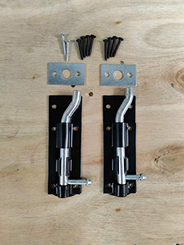 2 Heavy Garden Gate Shed Sliding Door 4 Cranked Necked Tower Bolt Black Latch