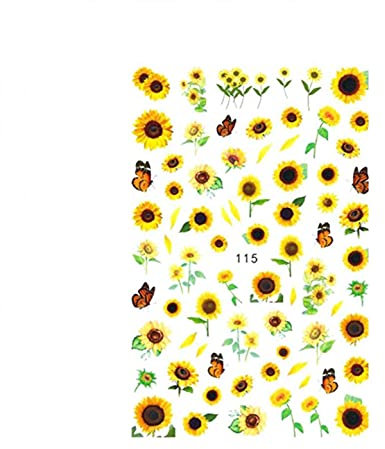 Sbyhbhyds Sunflower Art Nails Stickers DIY Flower Transfer Sticker Self Adhesive Polish Nail Decoration,Full Wraps Manicure Decals for Party Dates Proms,Women Girls Foil Nail Decor