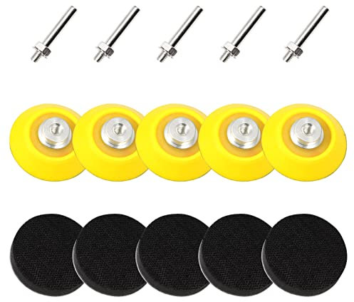 LEONTOOL 5 PCS Hook and Loop Sanding Pad 2 Inch for Sanding Discs with Shank Drill Attachment Pads and Soft Foam Layer Buffering Pad