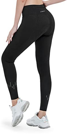 INBIKE Fahrradhose Damen Lang Gepolstert Radhose Radlerhose Winter Mountainbike Fahrrad Hose Leggings Radfahrhose mit Sitzpolster Schwarz XXL