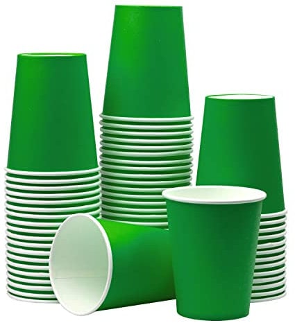 Yuxitia Lot de 60 gobelets jetables en carton vert pour fête de mariage, pique-nique, barbecue, voyage et événement, 236 ml (vert)