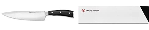 WÜSTHOF Classic Ikon Kochmesser 20 cm, Schwarz & Klingenschützer bis 20 cm, Weiß