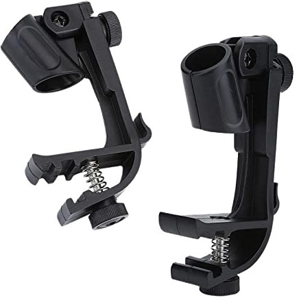 2 Piezas Clips de Micrófono de Tambor Ajustables - Abrazadera de Batería y Soporte de Plástico para Borde de Montaje en Tambor (Negro)