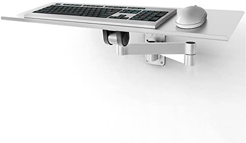 XIAOYUE Keyboard Tray Wall Mount Keyboard Arm, Ergonomic Adjustable Keyboard/Mouse Arm Bracket, Space Saving Keyboard Platform Stand, Silver, 61 × 19.5 cm