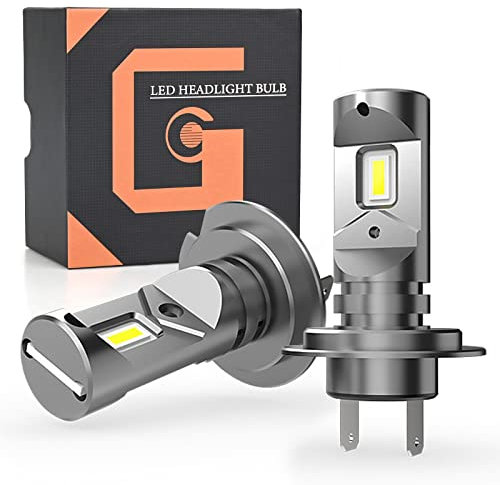 2Pcs H7 LED Headlight Bulbs, 42W 12000LM 6500K Wireless Headlight Car Conversion Kit Fanless Halogen Replacement Bulb CSP Chip Temperature Control, Mini Size Plug and Play