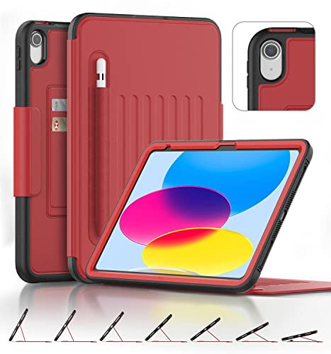 DAORANGE Custodia per iPad (A16) 11a Generazione 11 2025/iPad 10a Generazione 10.9 2022, Cover in PU-Pelle a Protezione Completa con Supporto Magnetico, Porta Penna, Auto Svegliati/Sonno (Rosso)