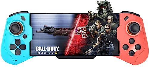 Joso Game Controller für iPhone, Android, PC, Direct Play Wireless Controller Unterstützung Cloud Gaming, MFi Mobile Bluetooth Gamepad für Genshin Impact, Call of Duty (COD), Asphalt 9/8 Rot-Blau