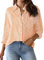 NONSAR Bluse Damen Elegant Langarm Streifenbluse Hemden mit Knöpfen Casual Büro Arbeit Blusen Baumwolle Tunika Hemd Oberteile Tops(9359L,Orange)