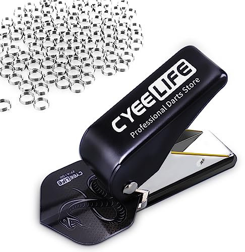 CyeeLife Dart Flight locher mit 100 stück O Ringe aus Metall,Dart zubehör,Markenqualität (Schwarz)