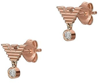 Emporio Armani Damen Ohrringe aus Edelstahl oder Halbedelsteinen mit Push-Back-Verschluss, Gelbgold