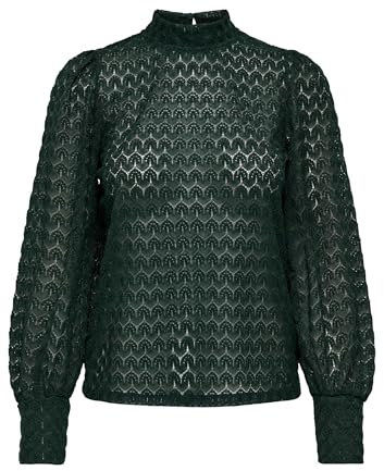 JdY Avery L/S Lace Top Jrs Noos Blusa de Manga Larga, Plateado, S para Mujer