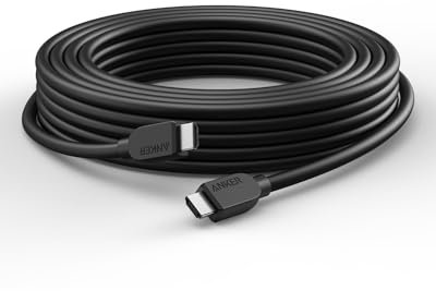 Anker HDMI Cable 4K/60Hz, 25 ft High Definition HDMI to HDMI Cord, 18 Gbps Certified Ultra High-Speed Durable Cable with HDMI 2.0, Compatible with PlayStation 5, Xbox, Samsung, Sony 4K TVs, and More