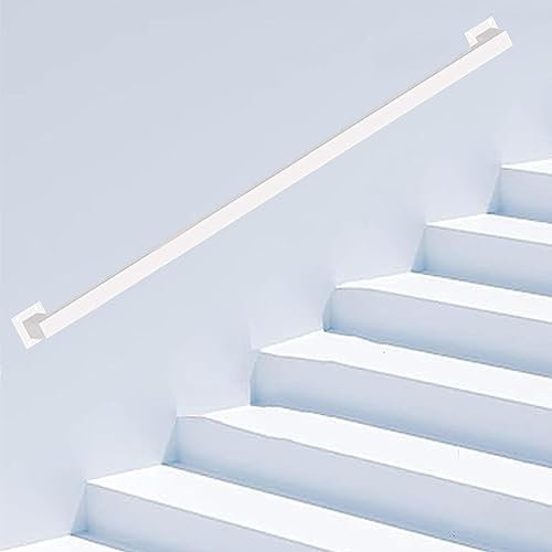 Wandhandlauf, industrielles Treppengeländer, Baluster aus verzinktem Rohr, Handläufe für Innentreppen mit Wandmontage-Stützstange, an der Wand montierte Treppengeländer ( Farbe : Weiß , Size : 120cm )