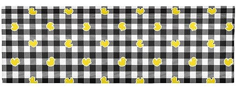 innewgogo Cartoon Duck Plaid Durable Kitchen Curtains Valances with Rod Pocket 54x18 inches Blackout Window Valances 1 Panel Top Volance Curtains for Laundry Keller Bedroom Cafe