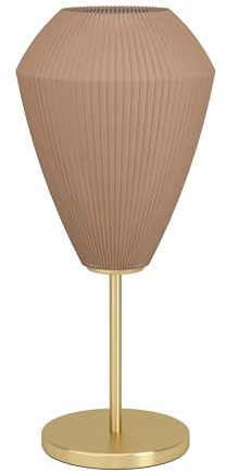 EGLO Tischlampe Caprarola, elegante Nachttischlampe, Tischleuchte | aus Metall in Messing und satiniertem Glas in Sandfarben, Tisch-Lampe für Wohnzimmer und Schlafzimmer, E27 Fassung