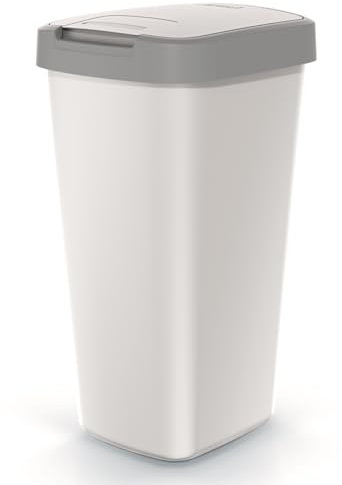 Mülleimer Müllbehälter Abfalleimer Biomülleimer Aschgrau mit Deckel Abfallsammler Mülltonne Papierkorb Schwingeimer (Grau, 45L)