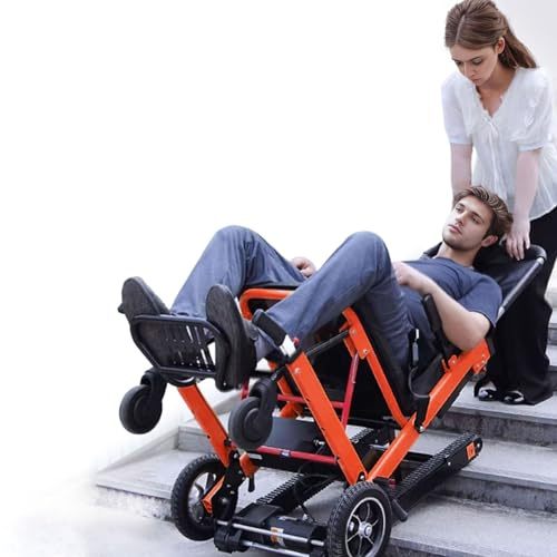 AIBOTY Elektrische Treppenlifte, zusammenklappbarer Rollstuhl-Treppensteiger für ältere Menschen für den EIN-Personen-Betrieb von täglichen Transfers, mobiler tragbarer Treppen-Rollstuhllift,Rot